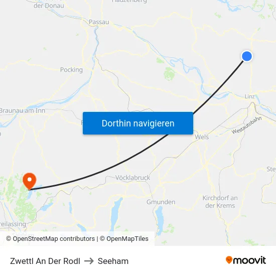 Zwettl An Der Rodl to Seeham map