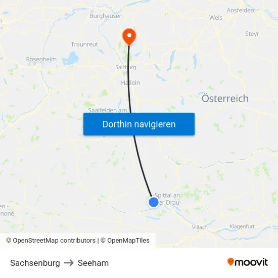 Sachsenburg to Seeham map