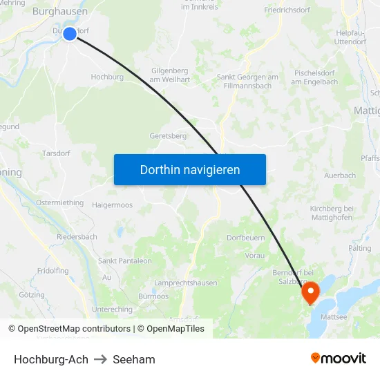 Hochburg-Ach to Seeham map