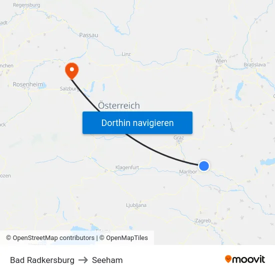 Bad Radkersburg to Seeham map