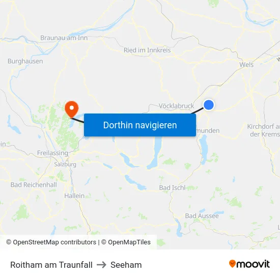 Roitham am Traunfall to Seeham map