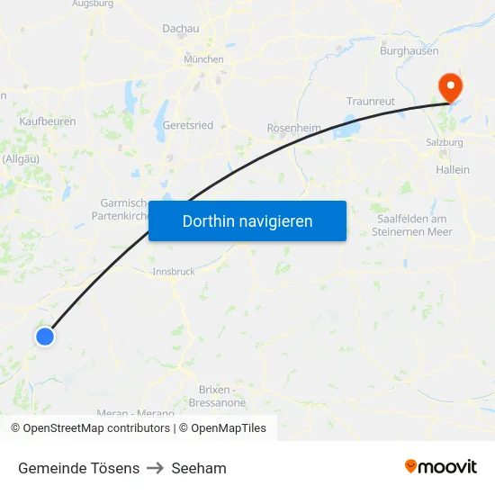 Gemeinde Tösens to Seeham map