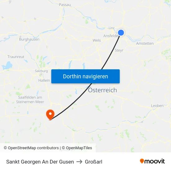 Sankt Georgen An Der Gusen to Großarl map