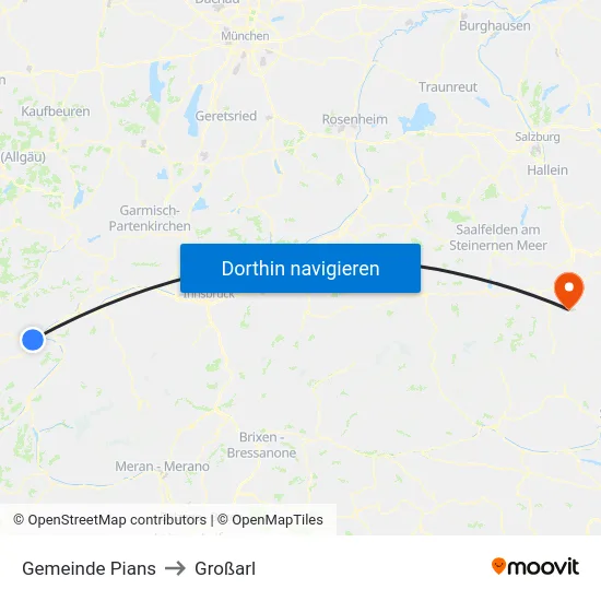 Gemeinde Pians to Großarl map