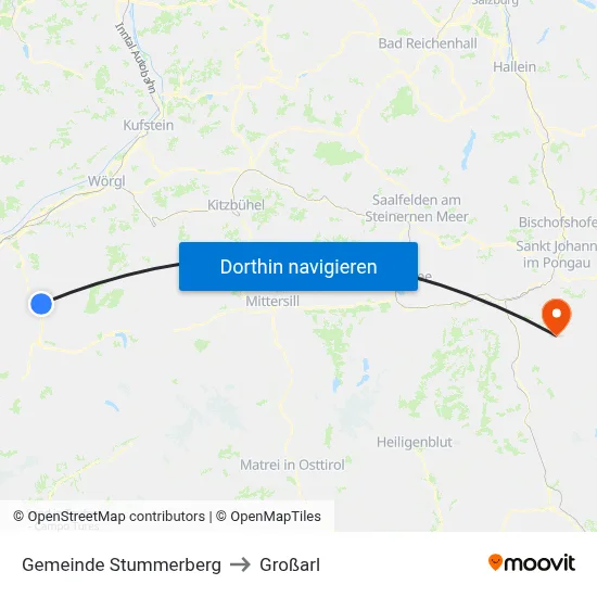 Gemeinde Stummerberg to Großarl map