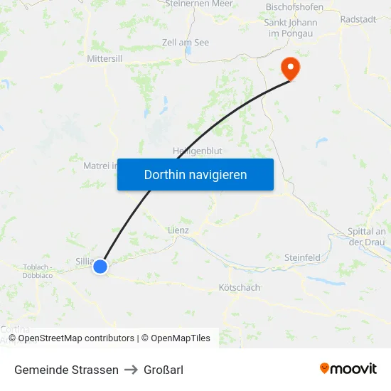 Gemeinde Strassen to Großarl map