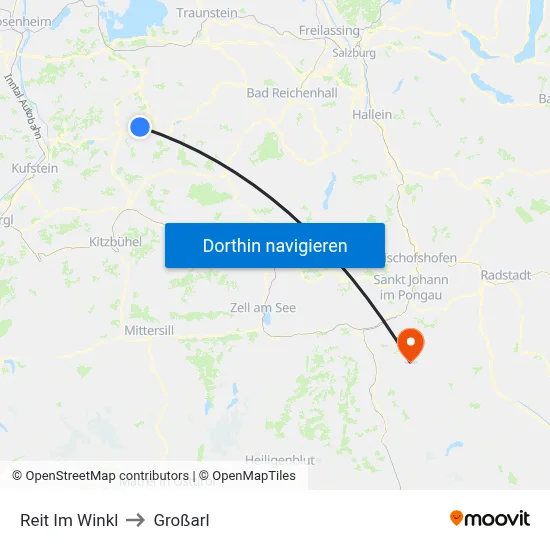 Reit Im Winkl to Großarl map