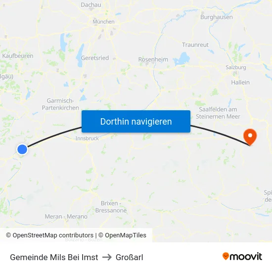 Gemeinde Mils Bei Imst to Großarl map
