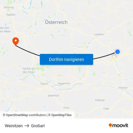 Weinitzen to Großarl map