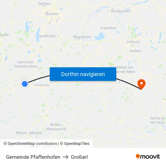 Gemeinde Pfaffenhofen to Großarl map