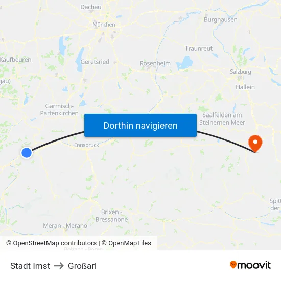 Stadt Imst to Großarl map