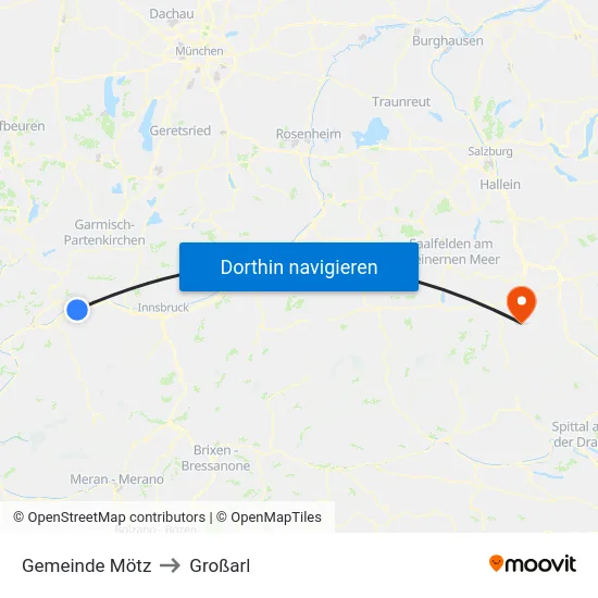 Gemeinde Mötz to Großarl map