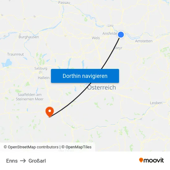Enns to Großarl map