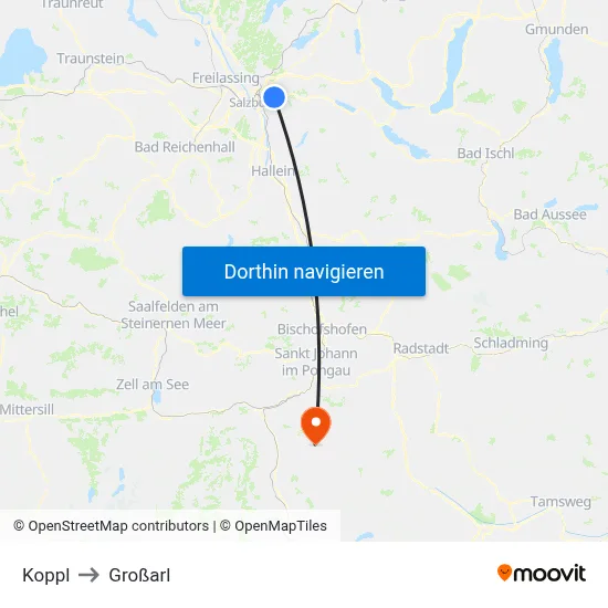 Koppl to Großarl map