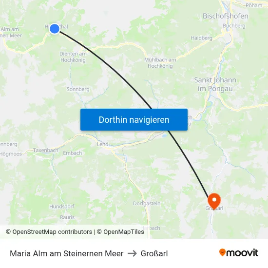 Maria Alm am Steinernen Meer to Großarl map