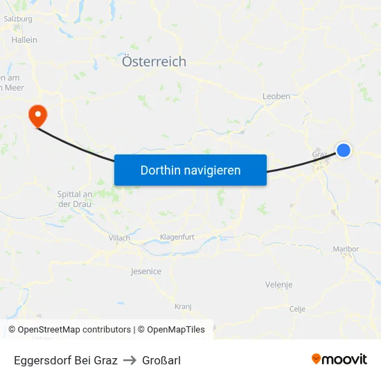 Eggersdorf Bei Graz to Großarl map