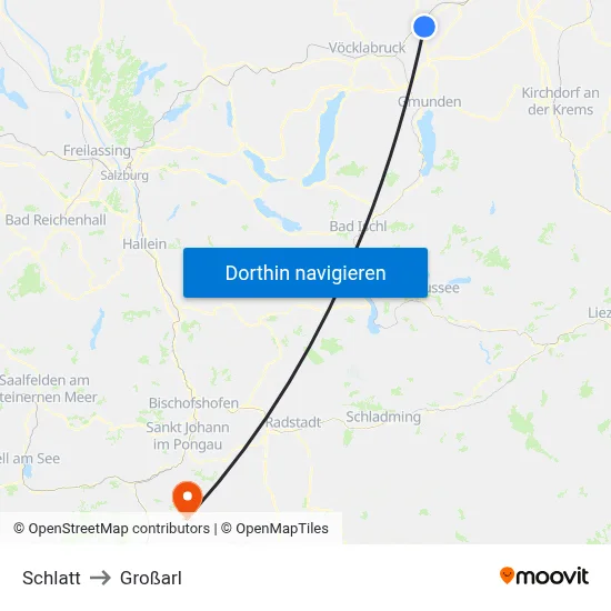Schlatt to Großarl map