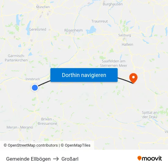 Gemeinde Ellbögen to Großarl map