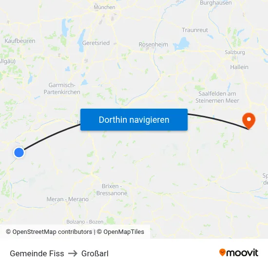 Gemeinde Fiss to Großarl map