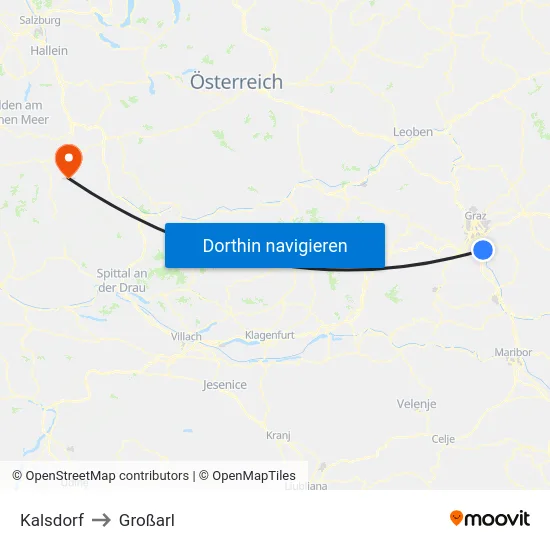 Kalsdorf to Großarl map