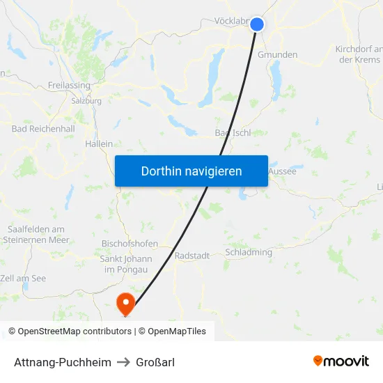 Attnang-Puchheim to Großarl map