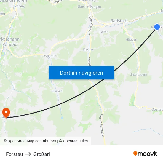 Forstau to Großarl map
