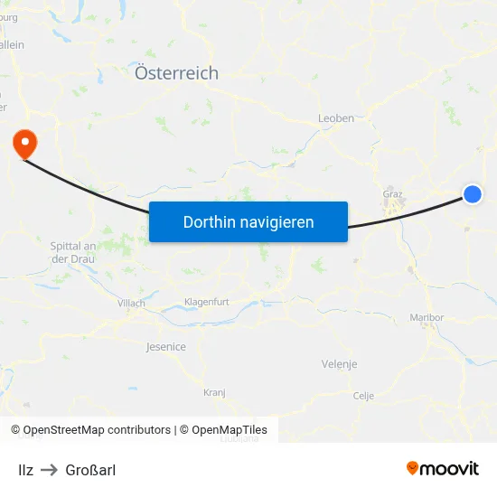 Ilz to Großarl map
