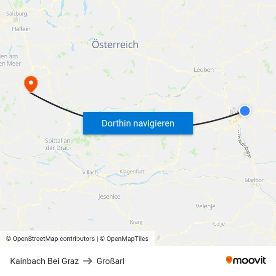 Kainbach Bei Graz to Großarl map