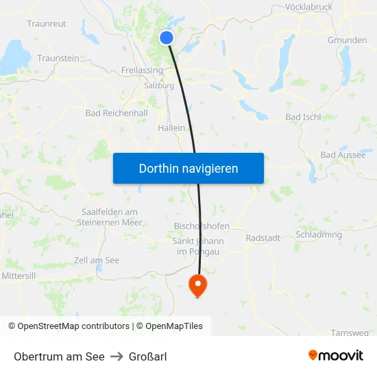 Obertrum am See to Großarl map
