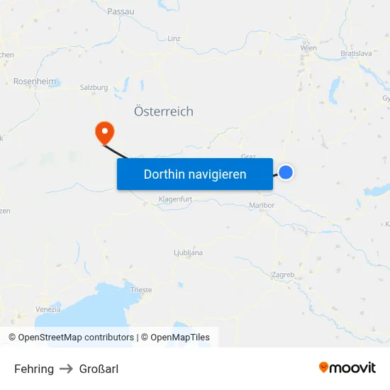 Fehring to Großarl map