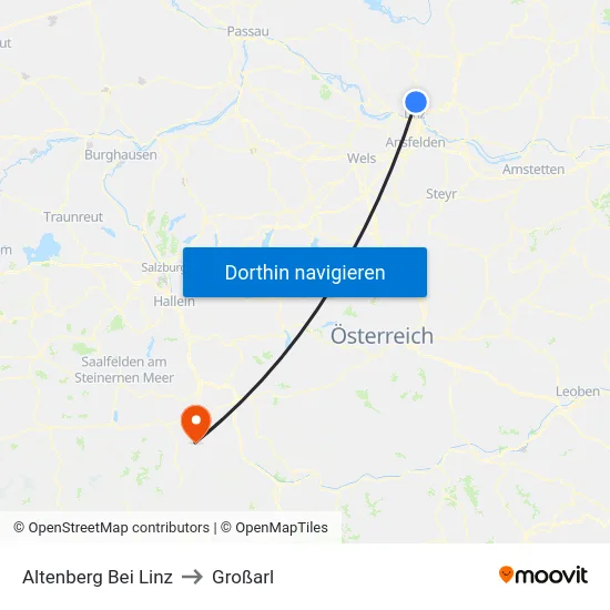 Altenberg Bei Linz to Großarl map