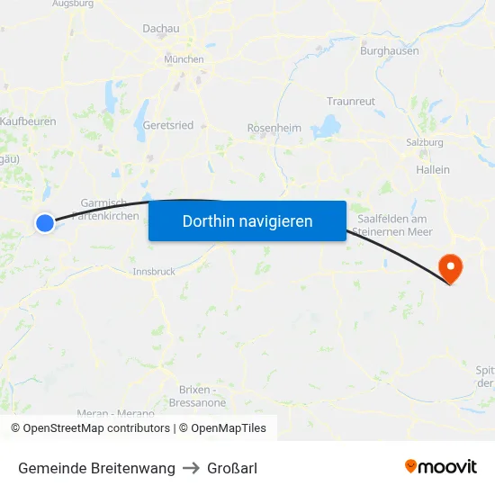 Gemeinde Breitenwang to Großarl map