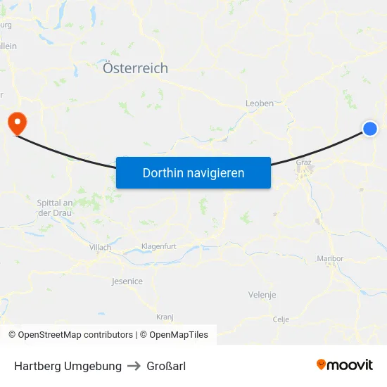 Hartberg Umgebung to Großarl map