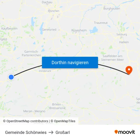 Gemeinde Schönwies to Großarl map