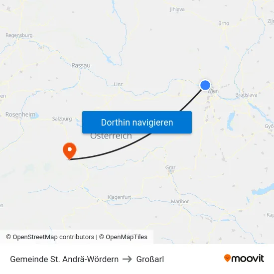 Gemeinde St. Andrä-Wördern to Großarl map