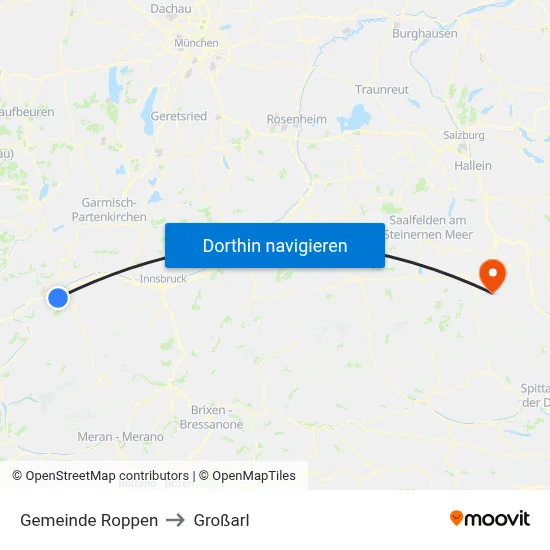 Gemeinde Roppen to Großarl map