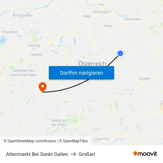 Altenmarkt Bei Sankt Gallen to Großarl map