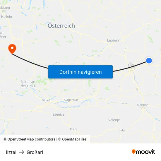 Ilztal to Großarl map