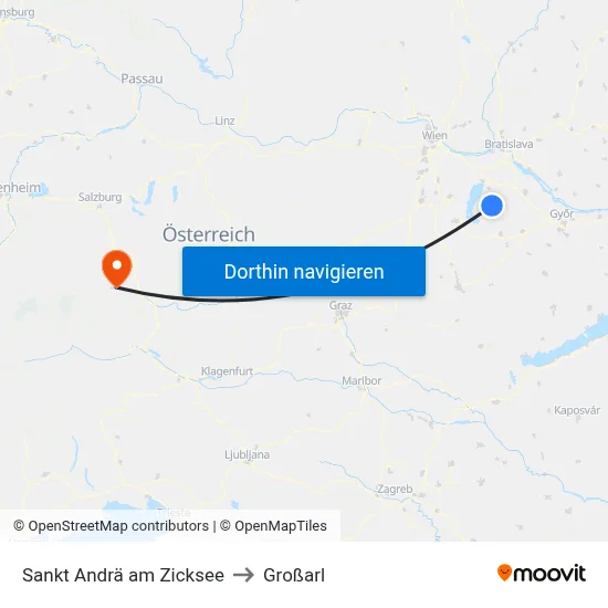 Sankt Andrä am Zicksee to Großarl map