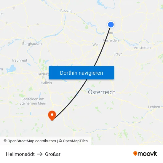 Hellmonsödt to Großarl map