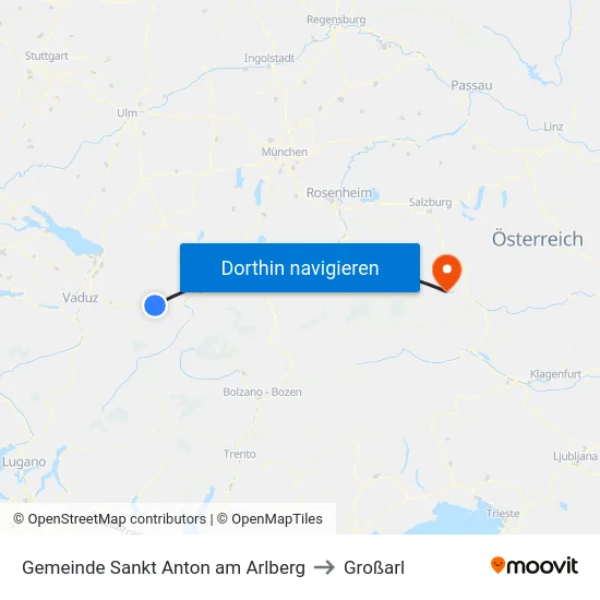 Gemeinde Sankt Anton am Arlberg to Großarl map