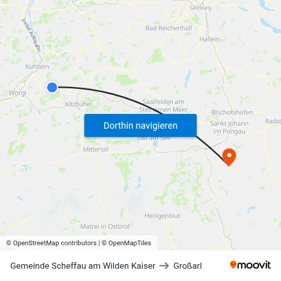 Gemeinde Scheffau am Wilden Kaiser to Großarl map