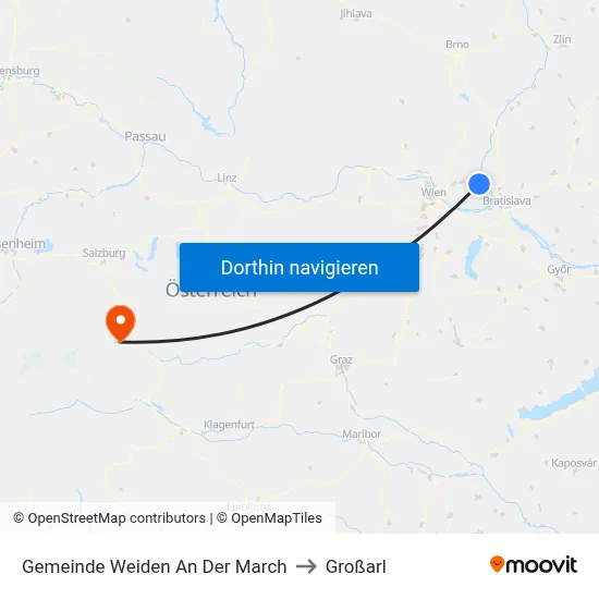 Gemeinde Weiden An Der March to Großarl map