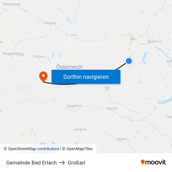 Gemeinde Bad Erlach to Großarl map