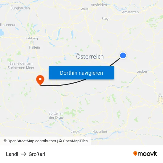 Landl to Großarl map