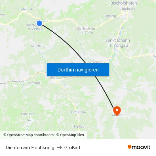 Dienten am Hochkönig to Großarl map