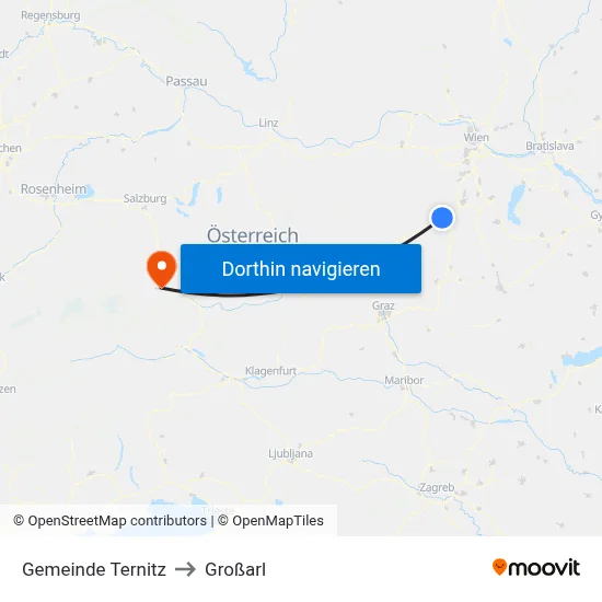 Gemeinde Ternitz to Großarl map