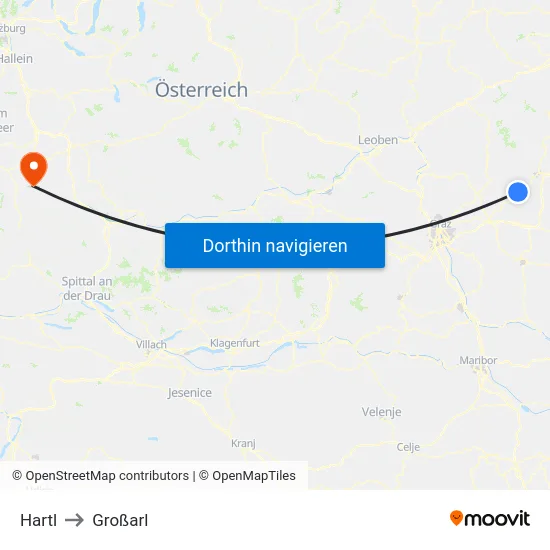 Hartl to Großarl map