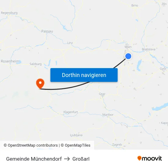 Gemeinde Münchendorf to Großarl map