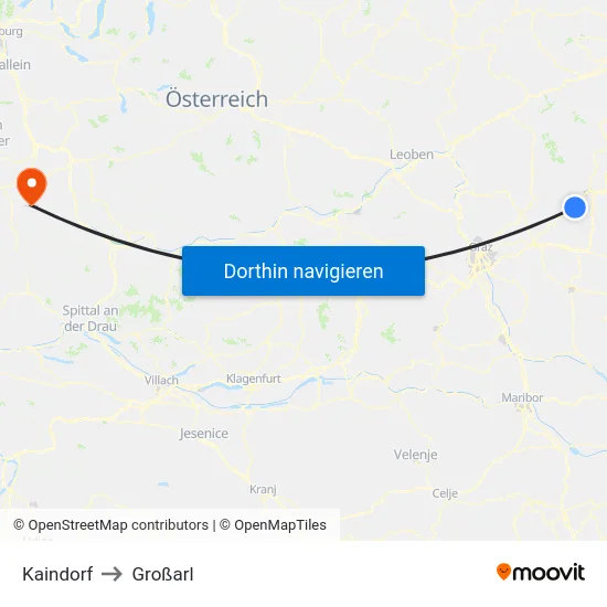 Kaindorf to Großarl map
